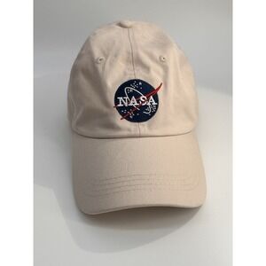 Vintage NASA Embroidered Tan Baseball Cap Hat Adjustable 100% Cotton